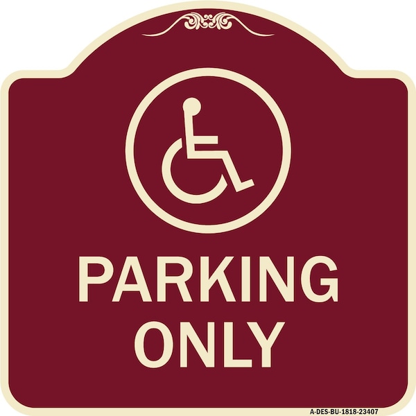 Signmission Parking With New Access Symbol Heavy-Gauge Aluminum Architectural Sign, 18" x 18", BU-1818-23407 A-DES-BU-1818-23407 - main